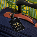 modern typography gold 90th birthday luggage tag<br><div class="desc">Celebrate your special birthday in style with this monochrome and gold effect Making 90 look good birthday thank you tag. Change the background colour to customise. Part of a collection.</div>