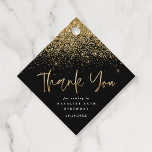 Modern typography gold birthday thank you favour tags