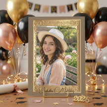Modern Typography Gold Ornate Frame Floral Photo
