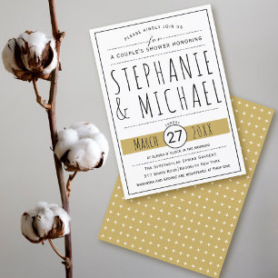 Modern typography gold wedding couple's shower invitation