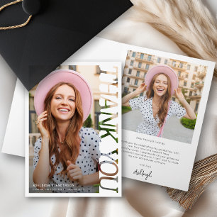 Modern Typography Graduate 2 Photo Thank You Card