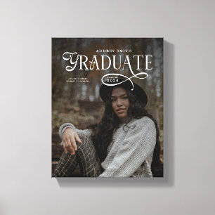Modern Typography Graduate Photo Graduation Canvas Print