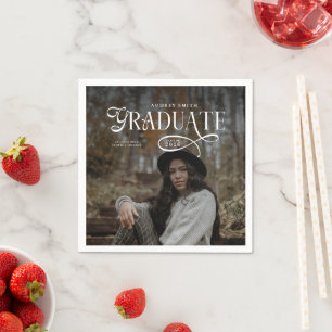 Modern Typography Graduate Photo Graduation Napkin