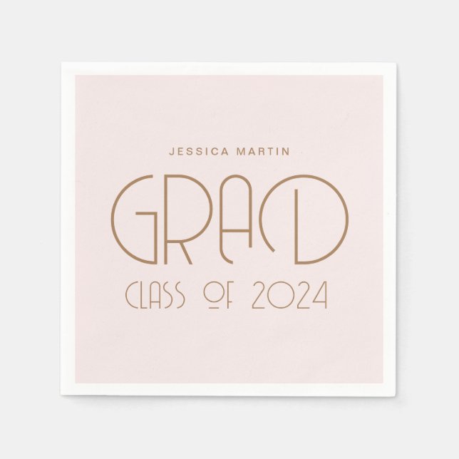 Modern Typography Graduation Party  Napkin (Front)