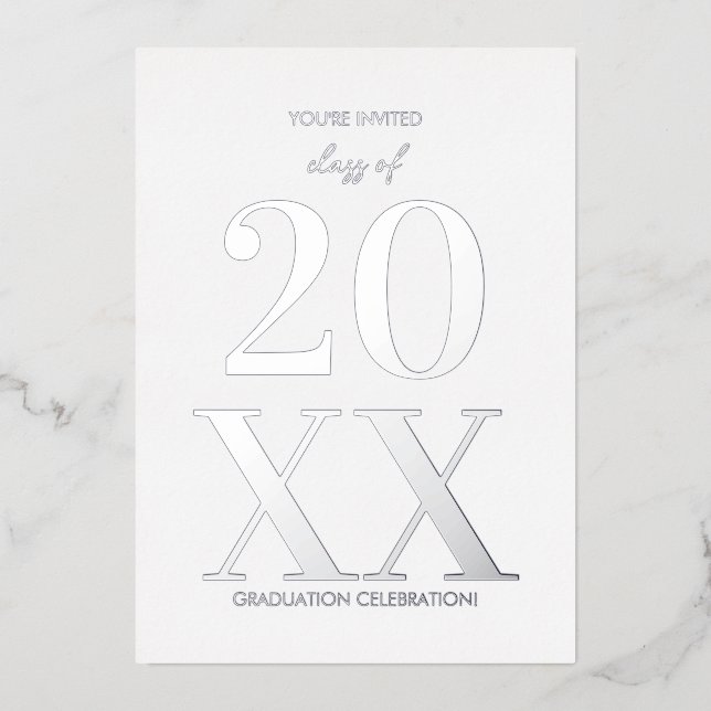 Modern Typography Graduation Party Silver (Front)