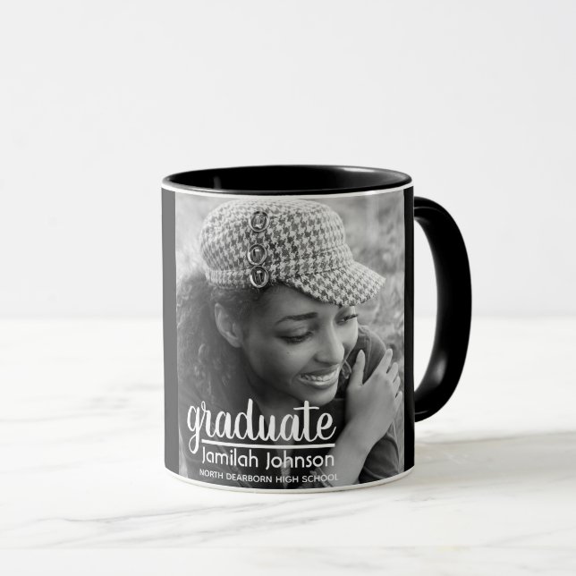 Modern Typography Graduation Photo Gift Mug (Front Right)