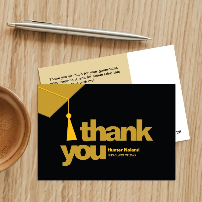 Modern Typography Graduation Thank You Card (Creator Uploaded)