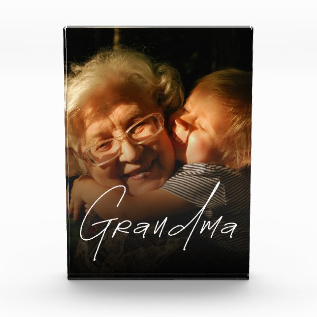 Modern Typography Grandma Custom Photo Gift Block (Front)