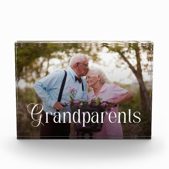 Modern Typography Grandparents Custom Photo Gift Block (Front)