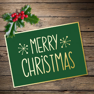 Modern Typography Green Gold Merry Christmas