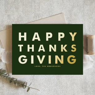 Modern Typography Green Happy Thanksgiving Gold