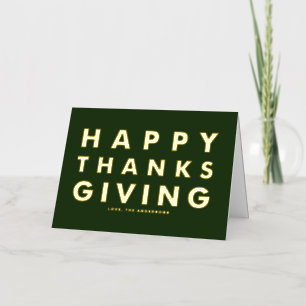 Modern Typography Green Happy Thanksgiving Gold Foil Greeting Card