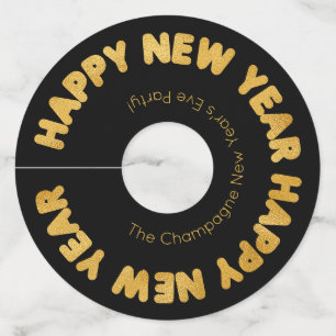 Modern Typography Happy New Year Wine Glass Tag