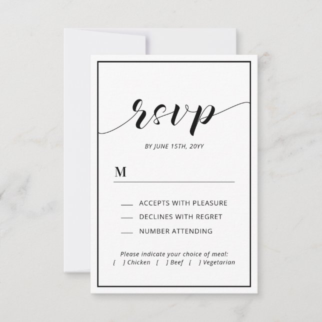 Modern Typography & Heart Wedding RSVP Insert Card (Front)