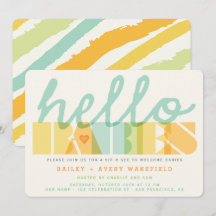 Modern Typography Hello Babies Twins Sip & See