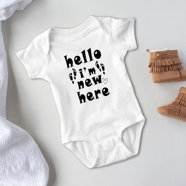 Modern Typography Hello I'm New Here New Baby Baby Bodysuit (Creator Uploaded)