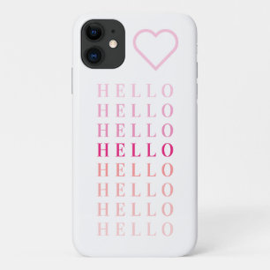 Modern Typography Hello Pink Coral Monogrammed Case-Mate iPhone Case