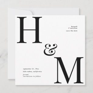 Modern typography initials wedding save the date holiday card