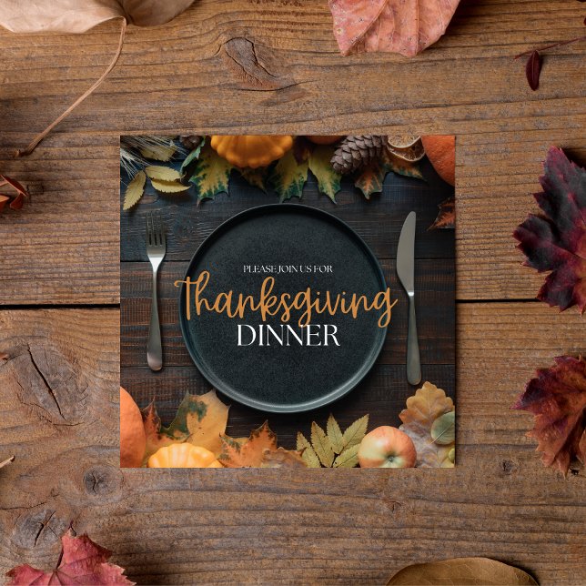 Modern Typography Join Us For Thanksgiving Dinner Invitation (Creator Uploaded)