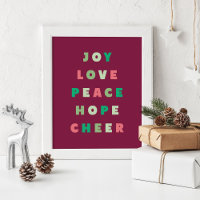 Modern Typography Joy Love Peace Hope Christmas