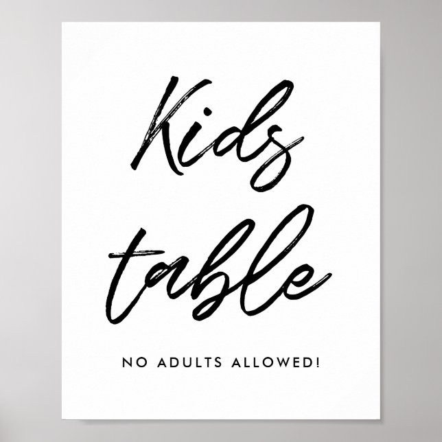 Modern typography Kids table wedding sign (Front)