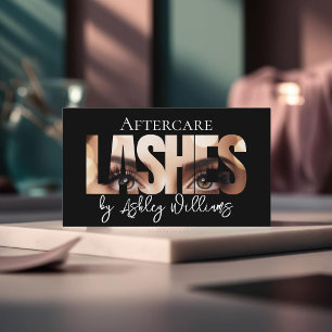 Modern typography "LASHES by" aftercare Business Card