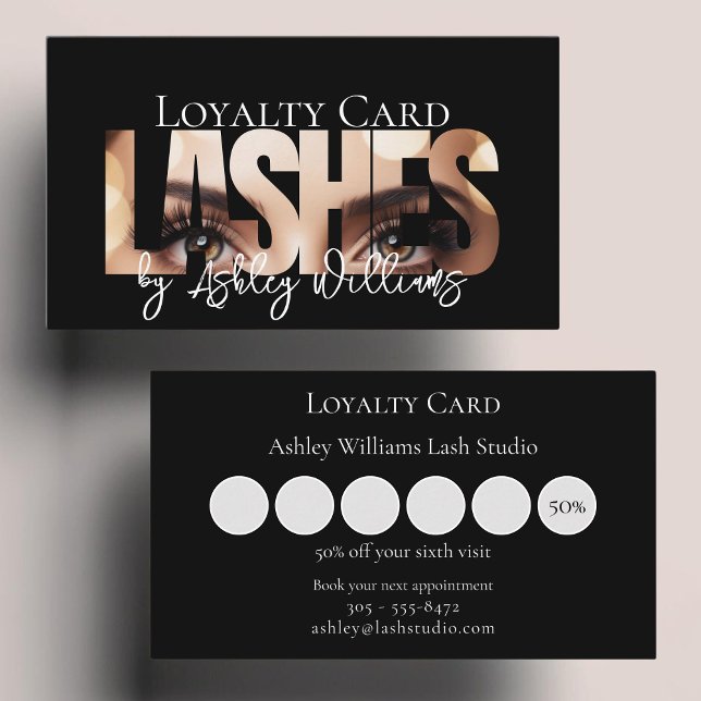 Modern typography "LASHES by" lash artist Loyalty Card (Creator Uploaded)