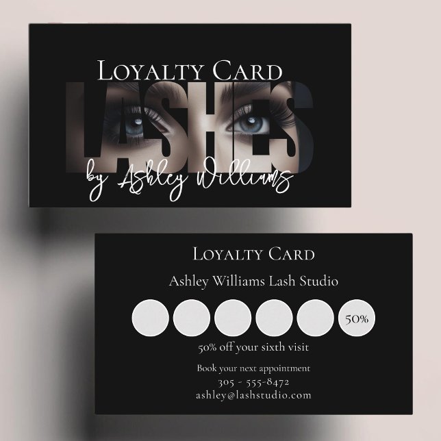 Modern typography "LASHES by" lash artist Loyalty Card (Creator Uploaded)