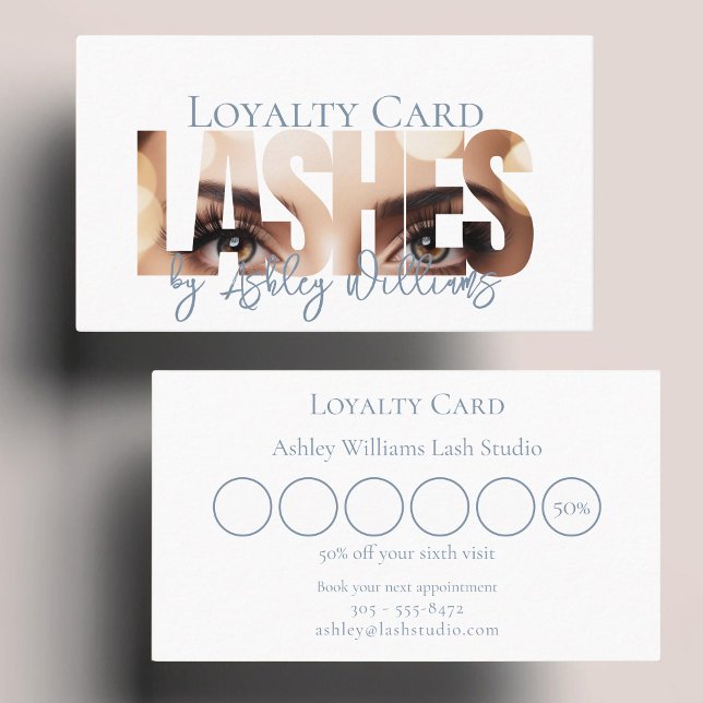 Modern typography "LASHES by" lash artist Loyalty Card (Creator Uploaded)