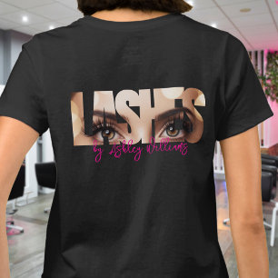 Modern typography "LASHES by" lash artist T-Shirt