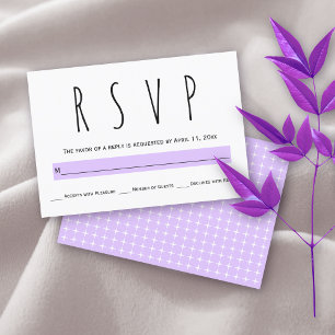 Modern typography lavender purple wedding  RSVP card