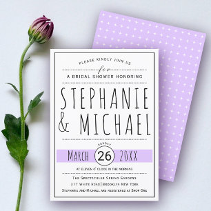 Modern typography lavender wedding bridal shower invitation