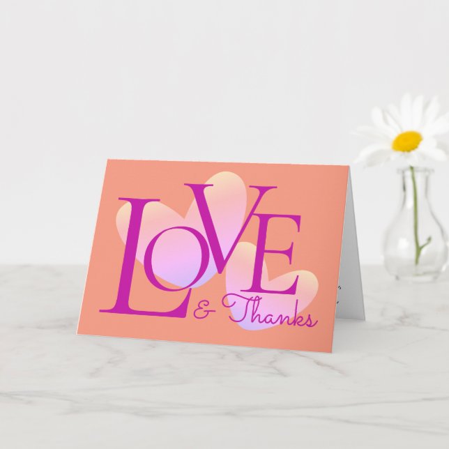 Modern Typography Love And Thanks Text Design Card (Small Plant)