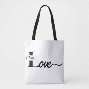 Modern Typography Love Mum Black & White Tote Bag