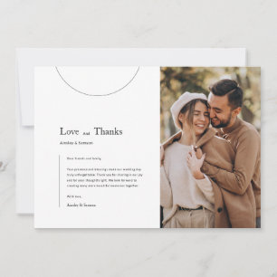 Modern Typography Love & Thanks Wedding Photo Thank You Card