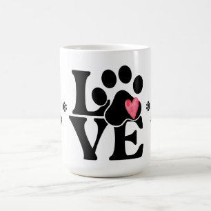 Modern Typography Love with Paw Print Mug
