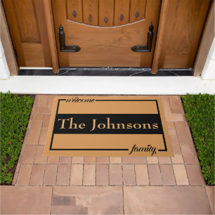 Modern Typography Marriage Couple Gift Black Doormat