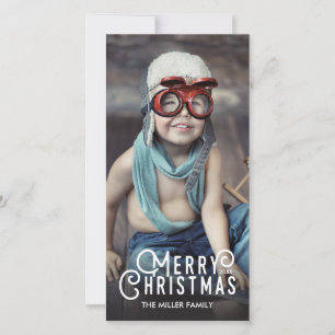 Modern Typography Merry Christmas Full-Bleed Photo Holiday Card