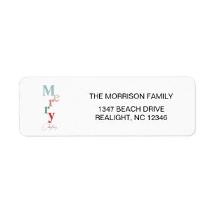 Modern  typography Merry Christmas return address