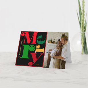 Modern Typography  MERRY Photo Holiday Card