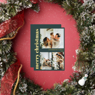 Modern Typography Minimal Green Merry Christmas