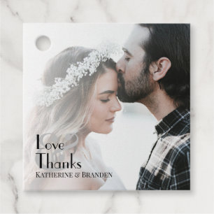 Modern Typography Minimal Photo Overlay Wedding Favour Tags