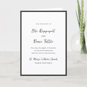Modern Typography Minimalist Catholic Wedding Programme