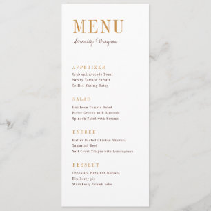 Modern typography minimalist fall wedding menu