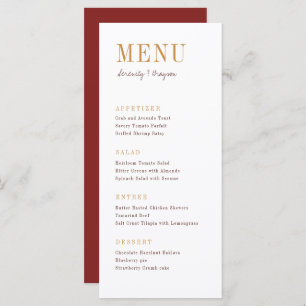 Modern typography minimalist fall wedding menu