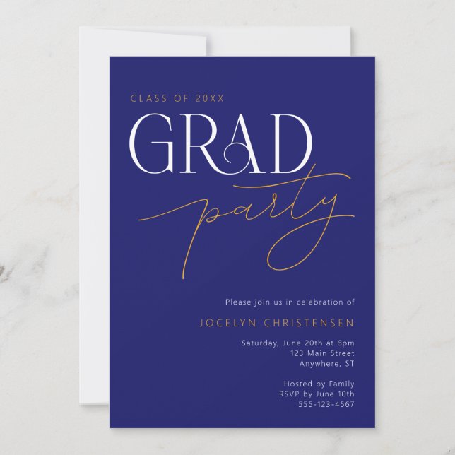Modern Typography Minimalist Grad Party Invitation (Front)