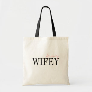 Modern Typography Minimalist Personalized Wifey Tote Bag