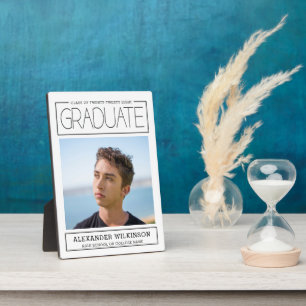 Modern Typography Minimalist Photo Graduation Plaque