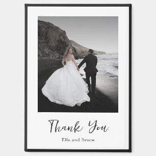 Modern Typography Minimalist Photo Wedding Magnet