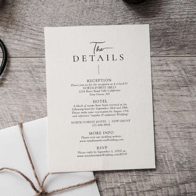 Modern Typography Minimalist Wedding Details Enclosure Card (Creator Uploaded)